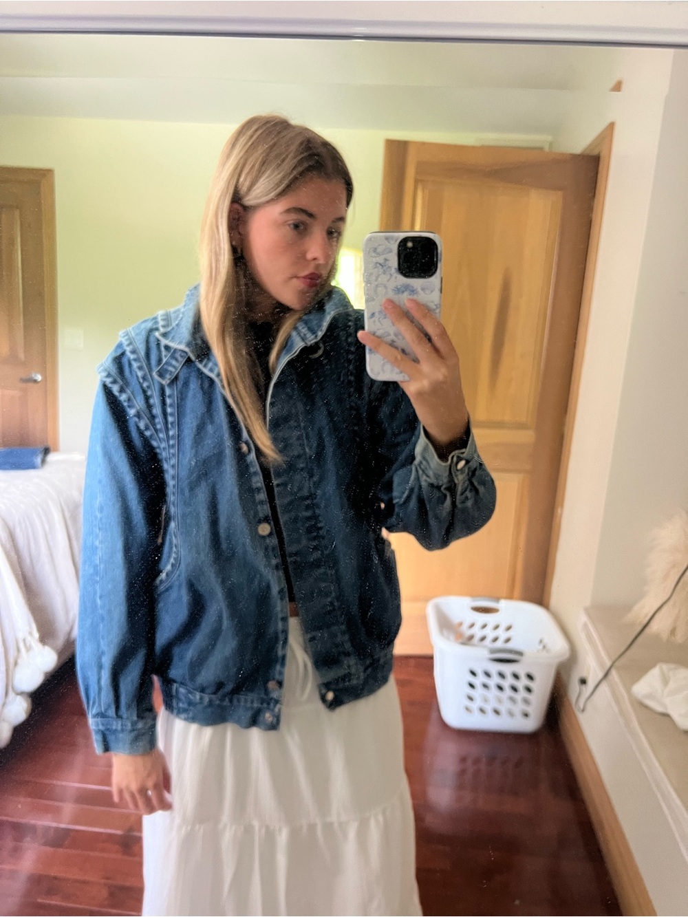 Blue Denim Button-Front Women's Jacket